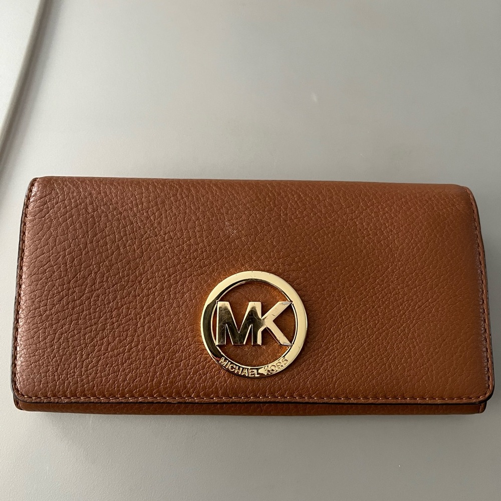 Michael Kors Tan Leather Key & Card Holder